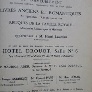 LAVEDAN 1933 Catalogue des objets d'art de curiosité et d'ameublement