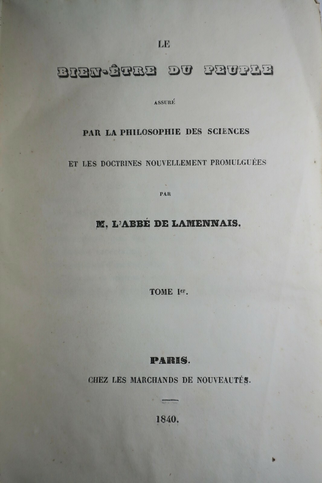 国民の福祉<span class="lla-card-orig-wrap"><span class="lla-card-orig">❦ Le bien-être du peuple 1840 Lamennais</span></span> - La Librairie Antique