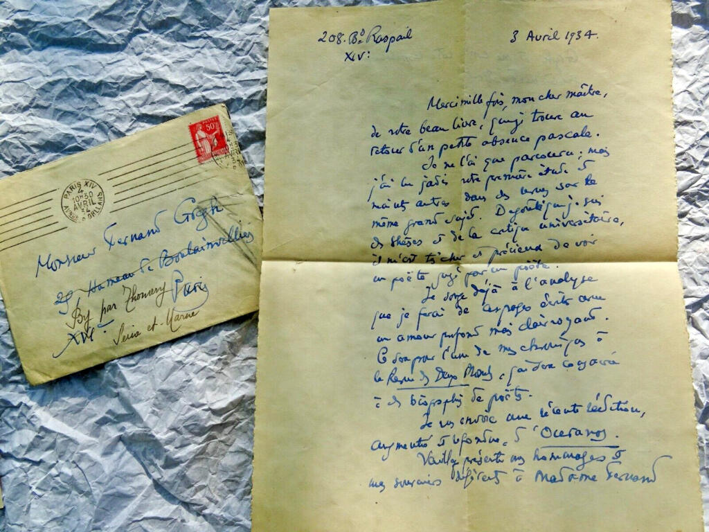 Autographenbrief an den Dichter Fernand Gregh