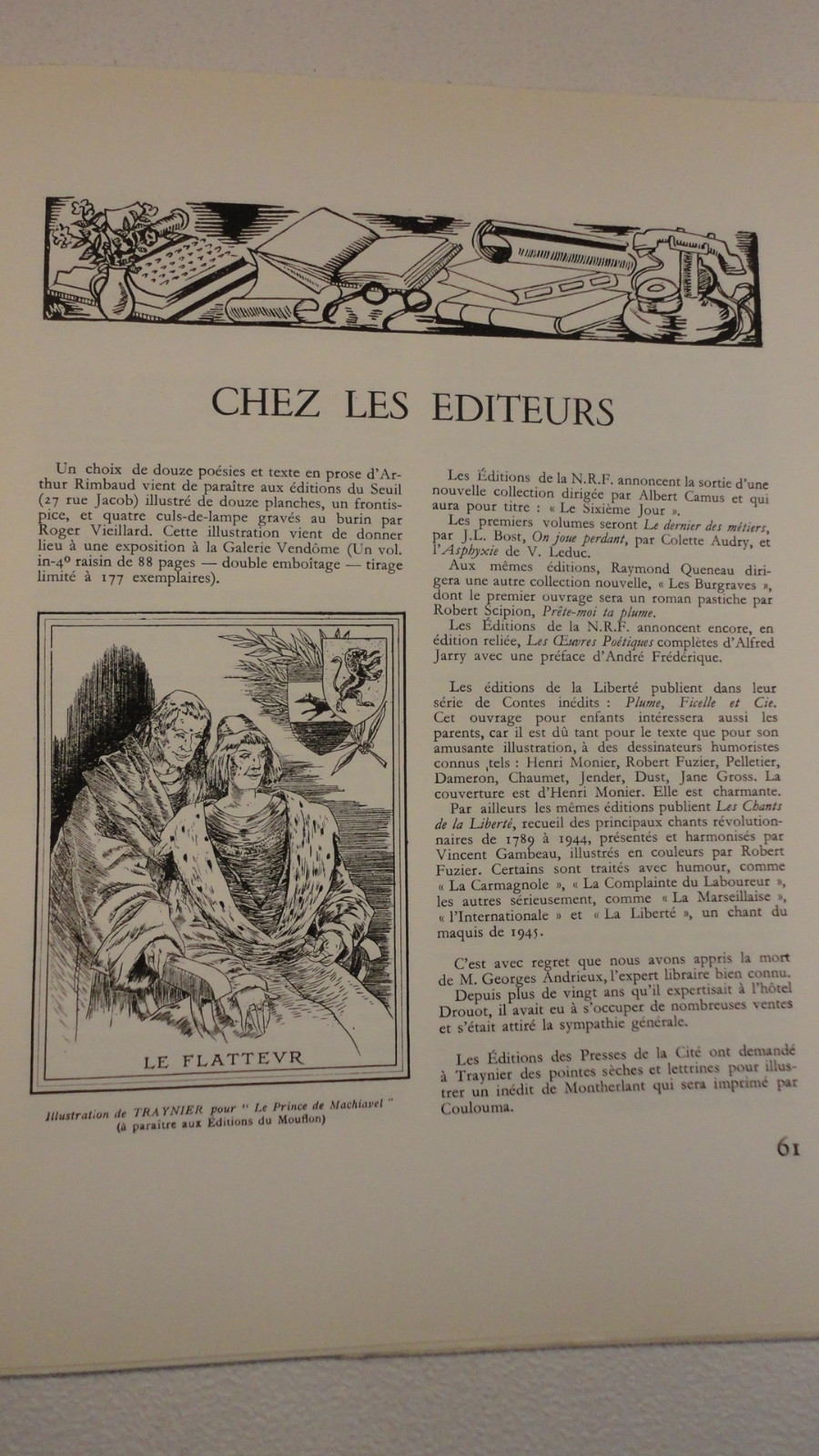 LE LIVRE ET SES AMIS janvier 1946 n°3 - La Librairie Antique