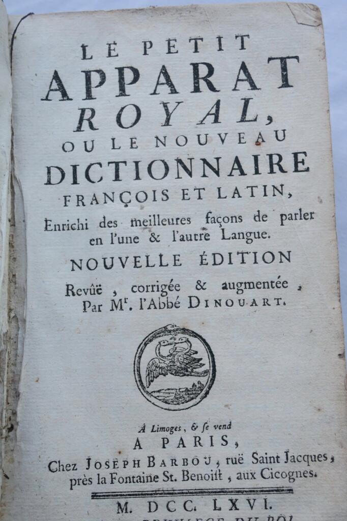 Le Petit Apparat Royal, ou Dictionnaire françois et latin 1766 dic-géographie