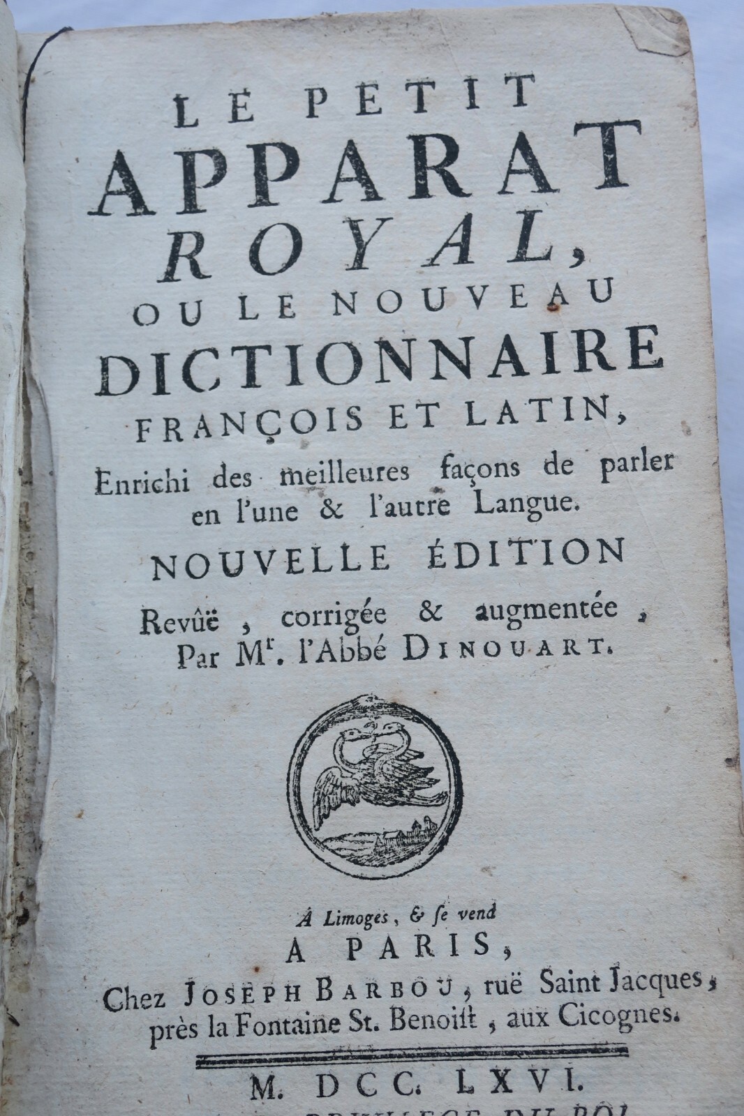 Le Petit Apparat Royal, ou Dictionnaire françois et latin 1766 dic-géographie – Image 2