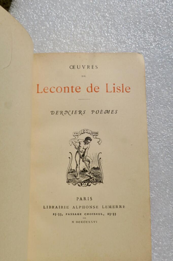 LECONTE DE LISLE oeuvres Poèmes tragiques derniers poèmes