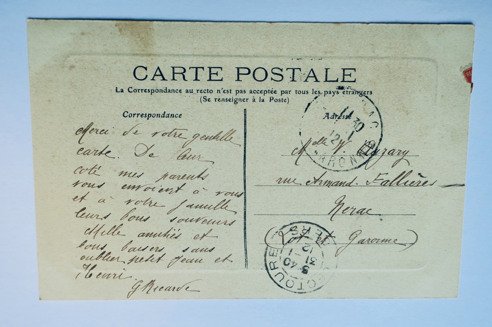 Lectoure promenade des maronniers 1912 Gers 32 - La Librairie Antique