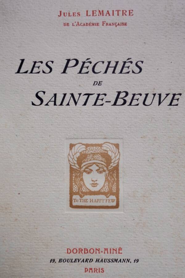 LEMAITRE Les péchés de Sainte-Beuve