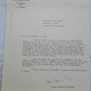Signed letter by Leprince Ringuet