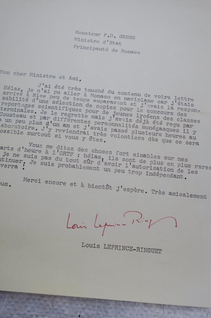 Leprince Ringuet lettre signée