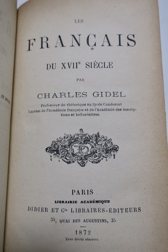 17世纪法国的探索<span class="lla-card-orig-wrap"><span class="lla-card-orig">❦ Les Français du XVIIe siècle C. Gidel</span></span> - La Librairie Antique