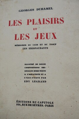 回忆中的乐趣与游戏<span class="lla-card-orig-wrap"><span class="lla-card-orig">❦ LES PLAISIRS ET LES JEUX -sur vélin nté 1930 orné o fortes & aquatintes</span></span> - La Librairie Antique