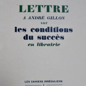Lettre à André Gillon sur les conditions du succès en librairie
