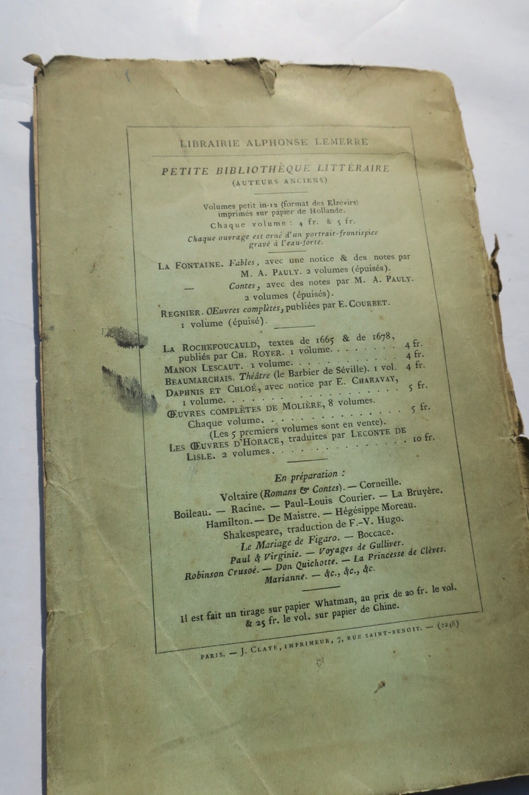 Letters of an Unknown<span class="lla-card-orig-wrap"><span class="lla-card-orig">❦ Lettres de l’inconnue Alphonse Lemerre, Paris 1874 in 8°</span></span> - La Librairie Antique