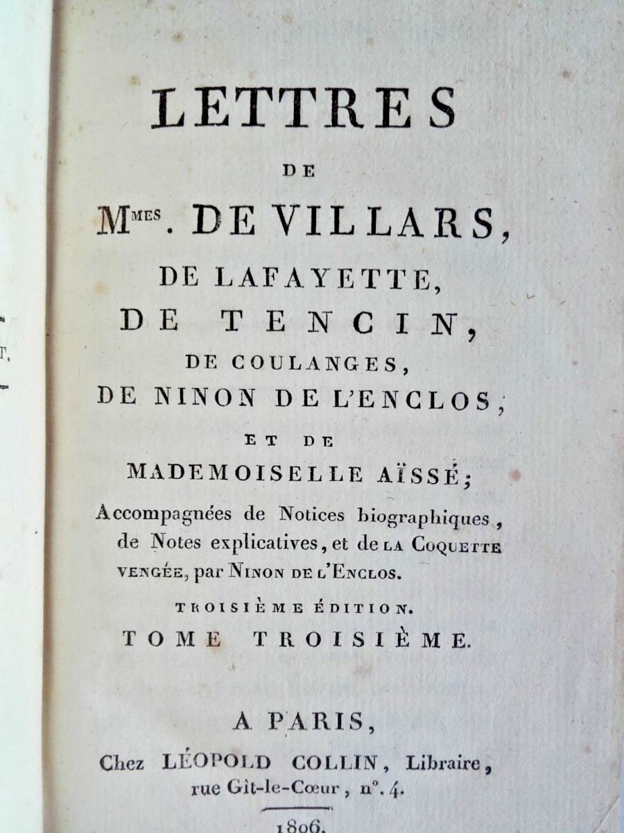 Lettres de Mmes de Villars, de La Fayette, de Tencin 1806 – Image 2