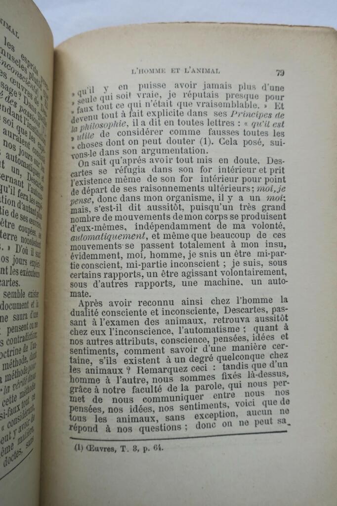 L’homme et l’animal devant la méthode expérimentale 1883