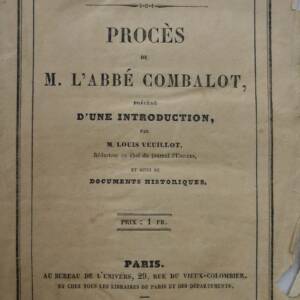 Liberté d'enseignement. Procès de M. l'abbé Combalot 1844
