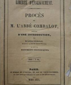 Liberté d'enseignement. Procès de M. l'abbé Combalot 1844
