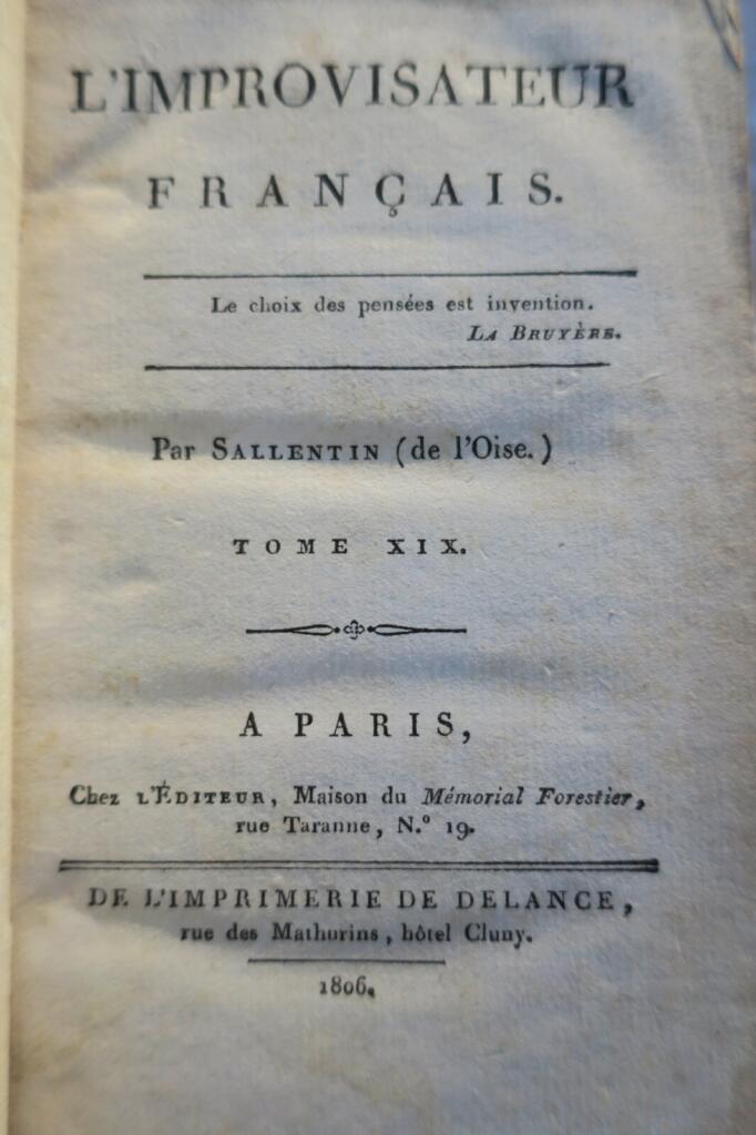 l&rsquo;improvisateur français 1806