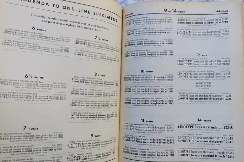 Specimens of Linotype Types