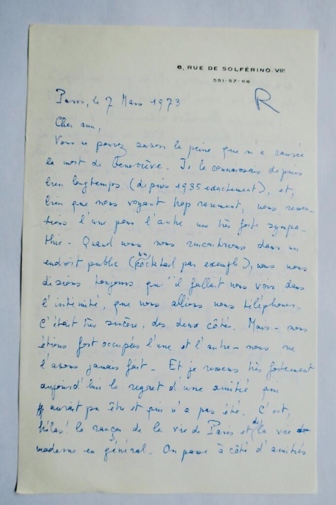 Autographed manuscript letter by Jules Romain