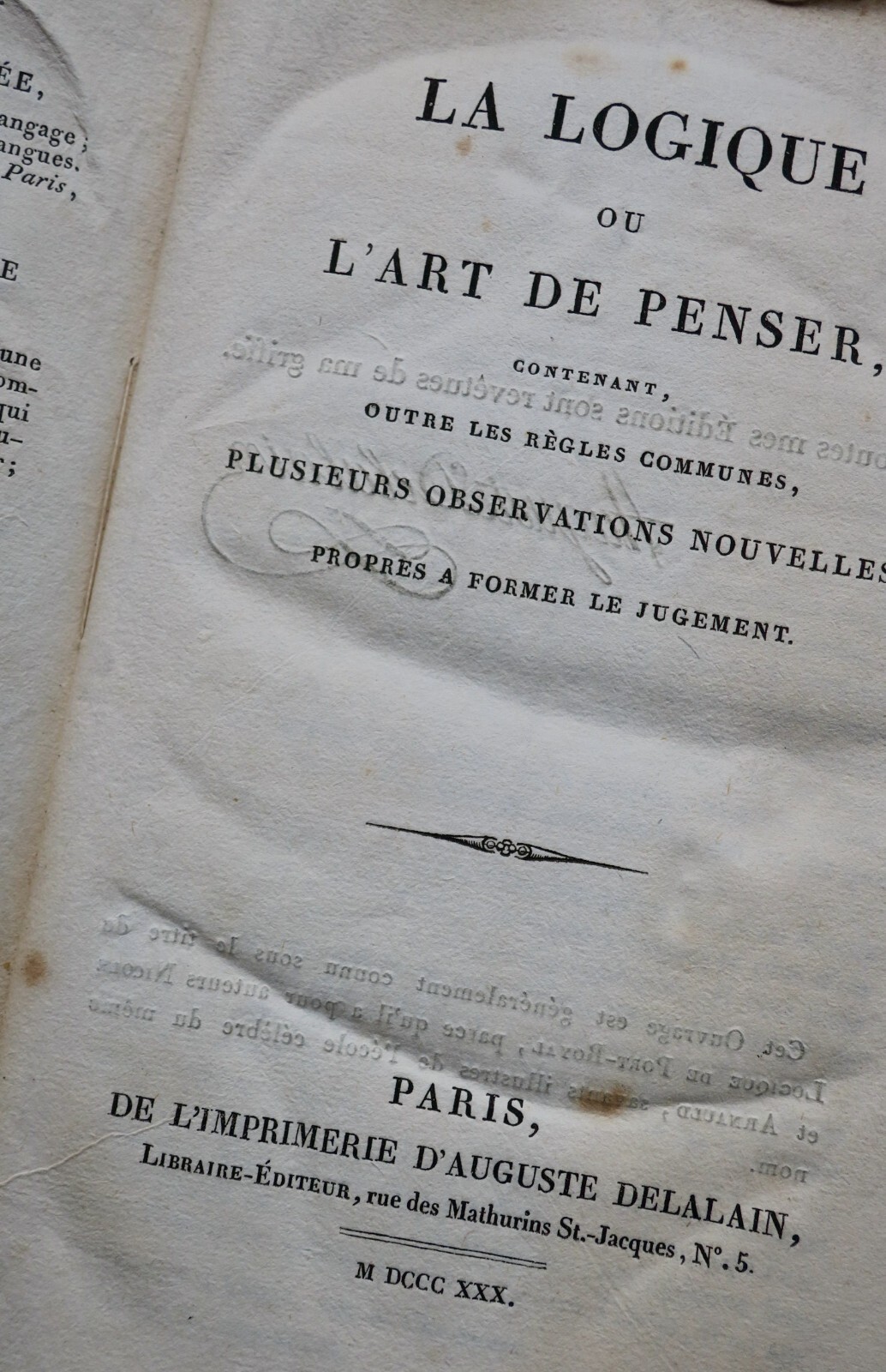 Die Kunst des Denkens und Urteils<span class="lla-card-orig-wrap"><span class="lla-card-orig">❦ LOGIQUE OU L’ART DE PENSER, CONTENANT OUTRE LES REGLES COMMUNES 1830</span></span> - La Librairie Antique