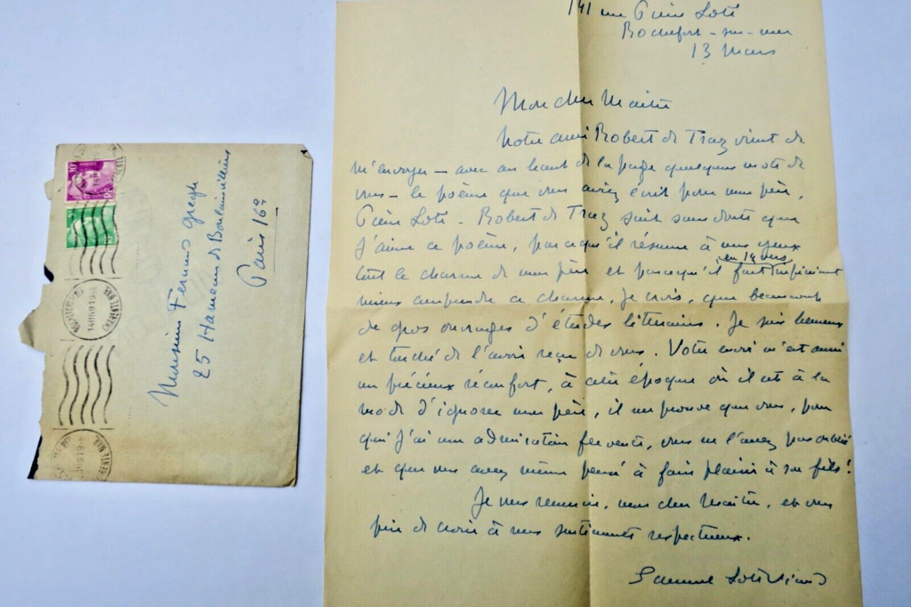 Autographenbrief von Loti-Viauds Tochter