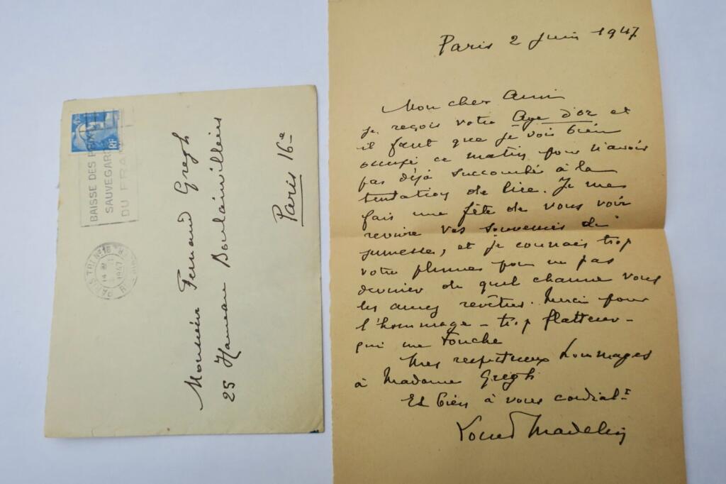 Eigenhändiger Manuskriptbrief an Dichter Fernand Gregh