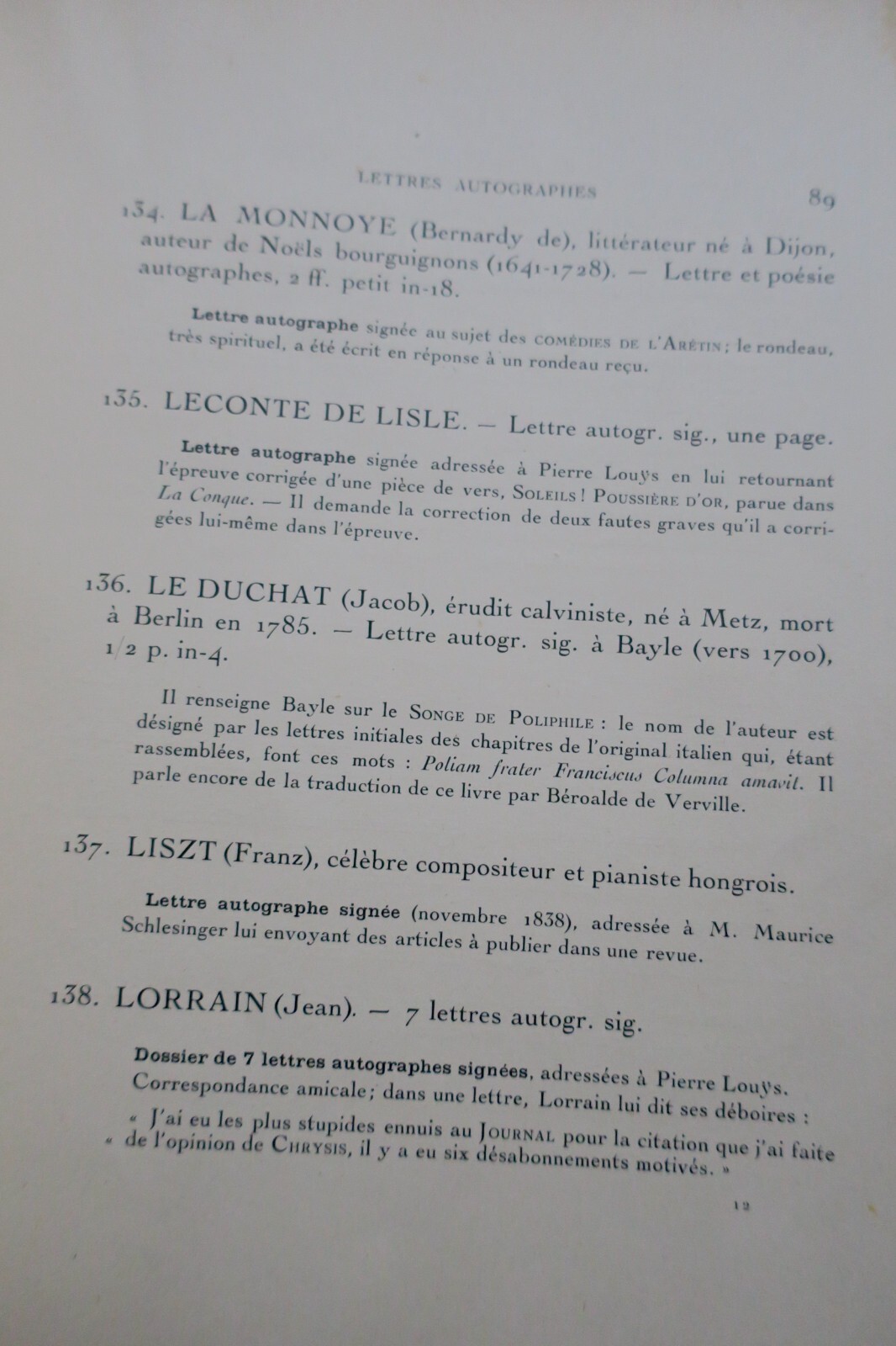 Louÿs Manuscrits de Pierre Louÿs et de divers auteurs contemporains 1926 – Image 3