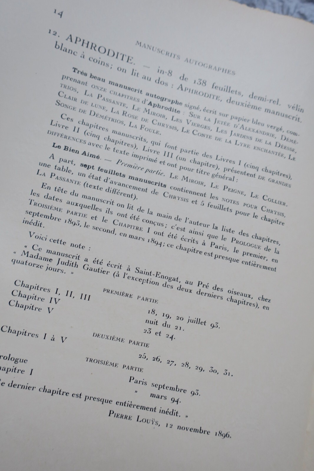 Louÿs Manuscrits de Pierre Louÿs et de divers auteurs contemporains 1926 – Image 11