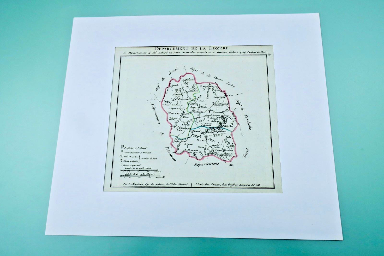 Lozère carte XVIIIè originale, rehaussée en couleur – Image 6