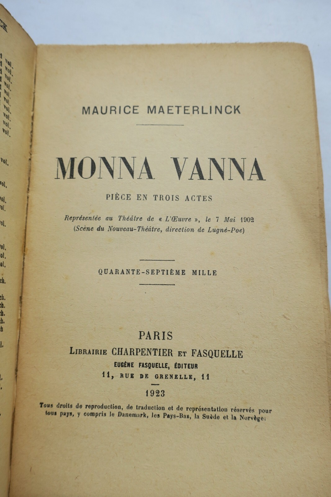 A Renaissance drama of love and political intrigue<span class="lla-card-orig-wrap"><span class="lla-card-orig">❦ MAETERLINCK MAURICE MONNA VANNA – PIECE EN TROIS ACTES</span></span> - La Librairie Antique