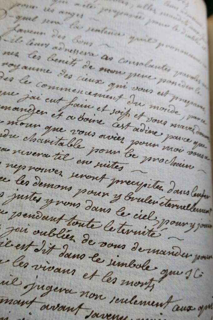 Manuscrit autographe Instructions familières sur la doctrine chrétienne