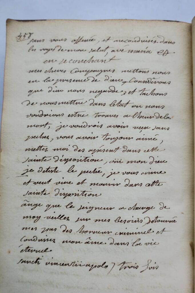Manuscrit autographe Instructions familières sur la doctrine chrétienne