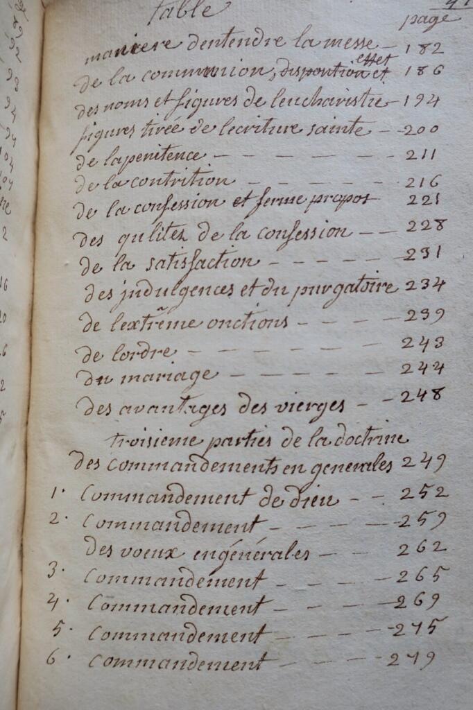 Manuscrit autographe Instructions familières sur la doctrine chrétienne