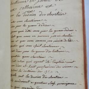 Manuscrit autographe Instructions familières sur la doctrine chrétienne