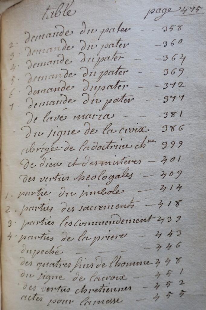 Manuscrit autographe Instructions familières sur la doctrine chrétienne