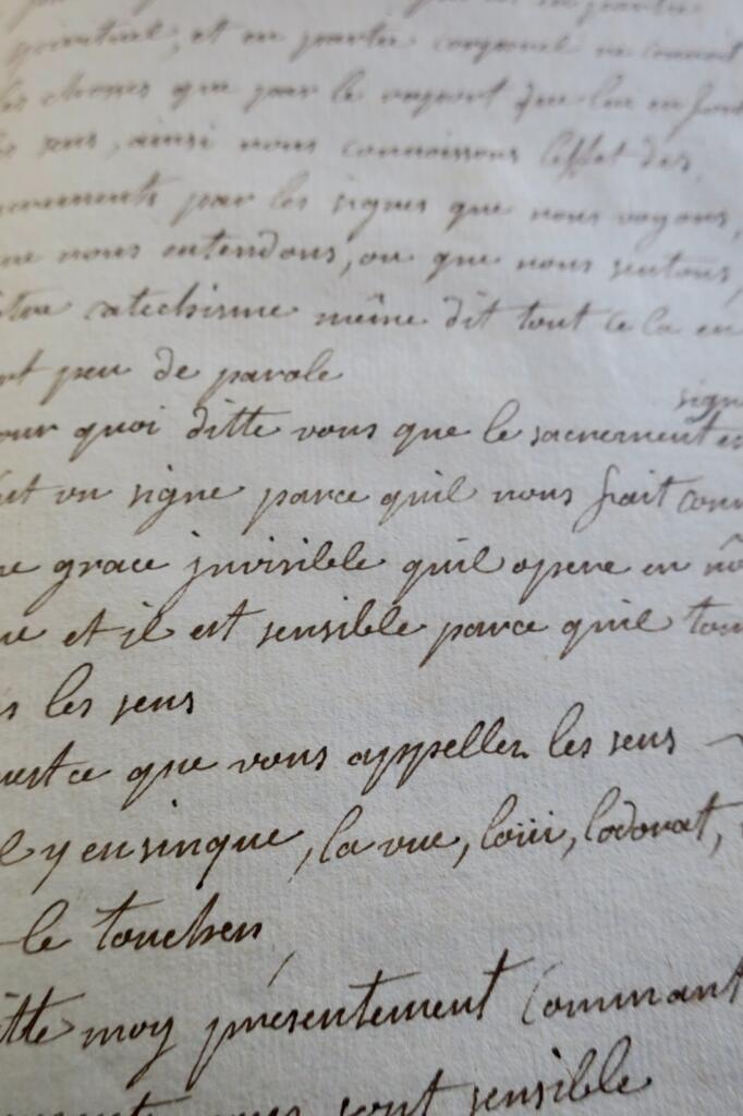 Manuscrit autographe Instructions familières sur la doctrine chrétienne