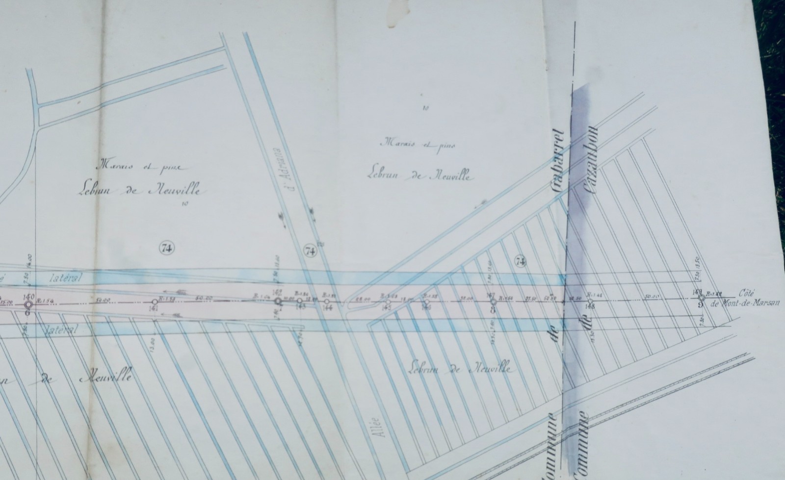 Marais de Gabaret 115 x 31 cm. Mont de Marsan 40 - La Librairie Antique