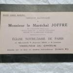 Maréchal JOFFRE faire part de décès 1931