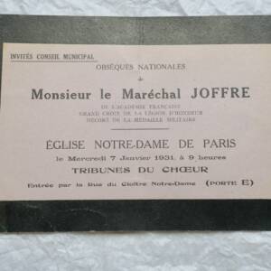 Maréchal JOFFRE faire part de décès 1931