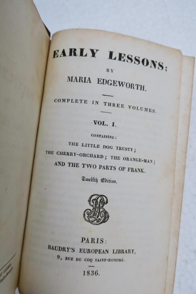 Maria Edgeworth EARLY LESSONS 1836