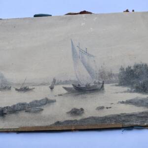 Marine drawing on cardboard