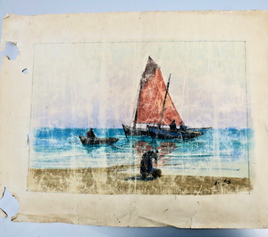 Original Navy Pastel Artwork