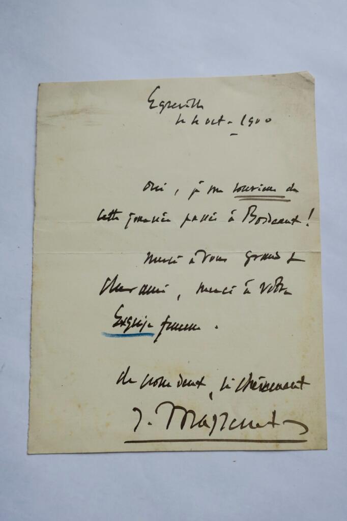 Massenet 2 billets autographes manuscrits & signés