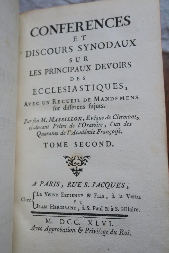 MASSILLON SENTIMENS D’UNE AME TOUCHEE DE DIEU TIRES DES PSEAUMES DE DAVID…1747