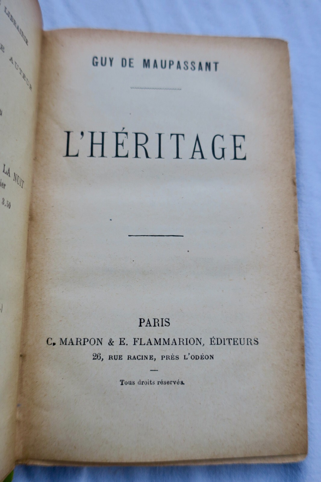 莫泊桑的遗产故事<span class="lla-card-orig-wrap"><span class="lla-card-orig">❦ MAUPASSANT (Guy de) L’héritage</span></span> - La Librairie Antique