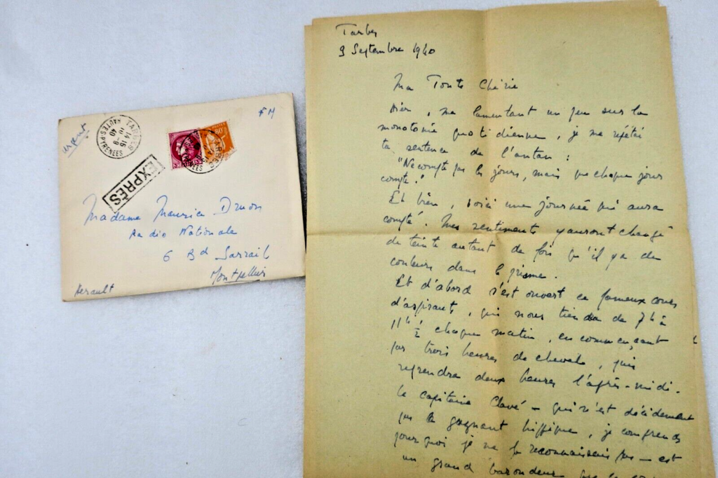 Eigenhändig signierter Brief von Maurice Druon