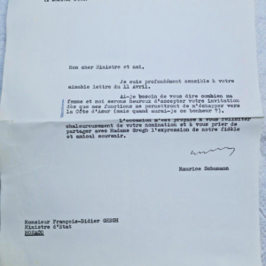 Maurice Schumann lettre signée