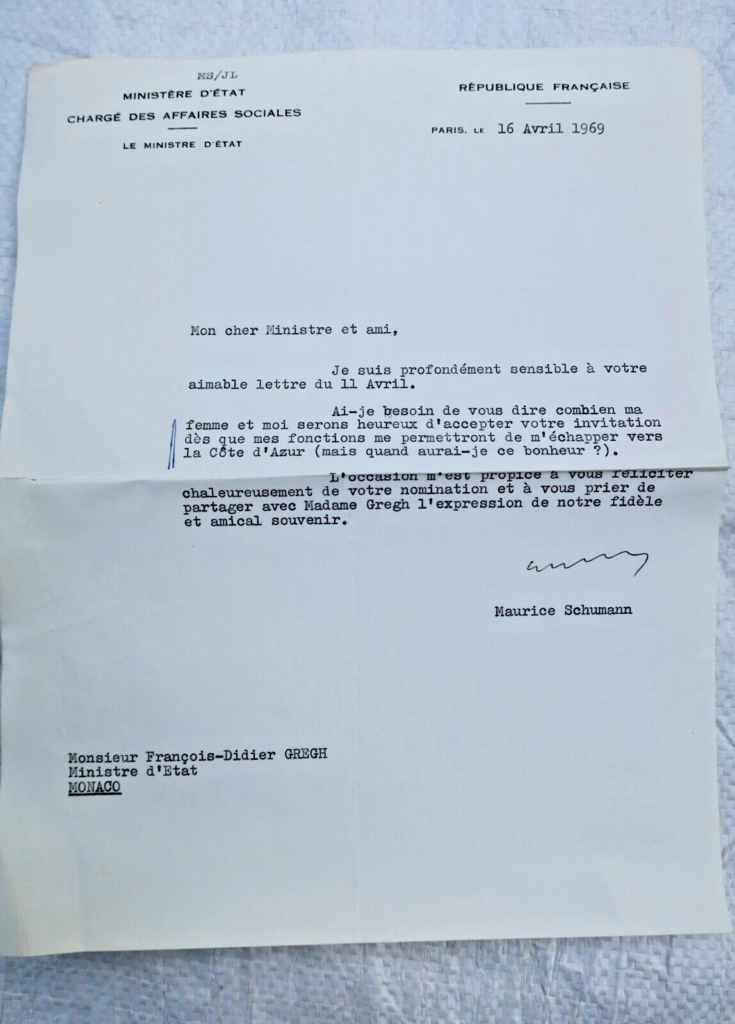 Maurice Schumann lettre signée