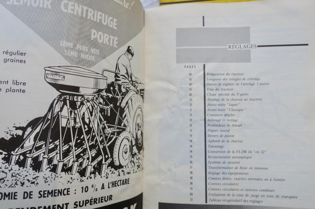 Maintenance and catalogues for Mc Cormick plows