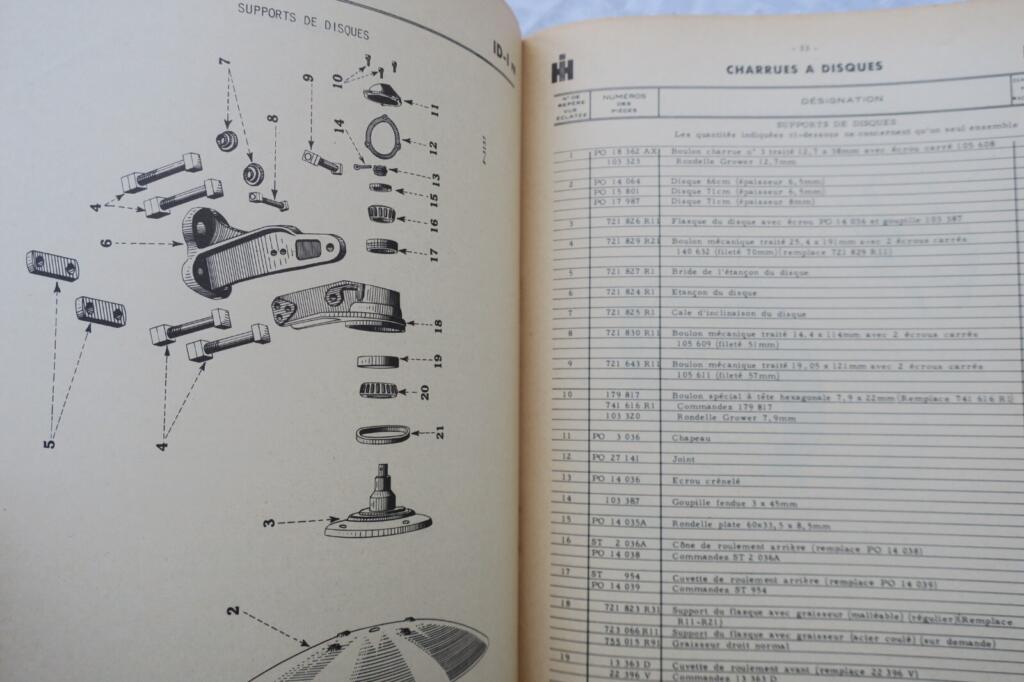Maintenance and catalogues for Mc Cormick plows