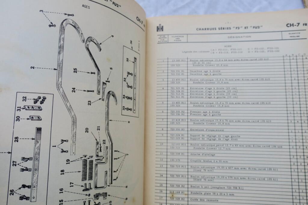 Maintenance and catalogues for Mc Cormick plows